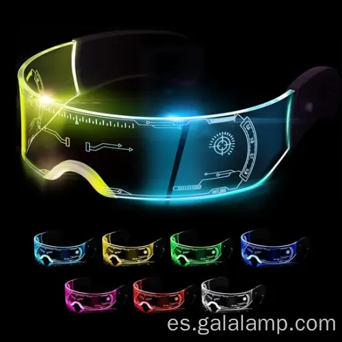 Gafas de barra de sonido iluminadas de colores de ciencia ficción
